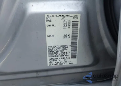 2018 Nissan Altima 2.5 S from USA, damaged, VIN 1N4AL3AP6JC188246